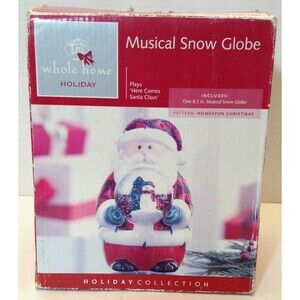 Vtg Santa Musical Snow Globe Christmas Holiday Plays "Here Comes Santa Claus" 8"